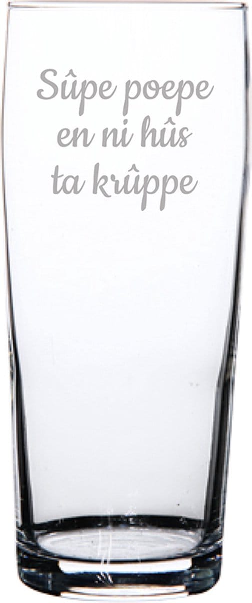 Bierfluitje gegraveerd - 19cl - Sûpe poepe en ni hûs ta krûppe