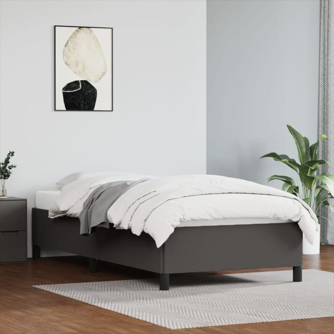 vidaXL - Bedframe - kunstleer - grijs - 90x200 - cm