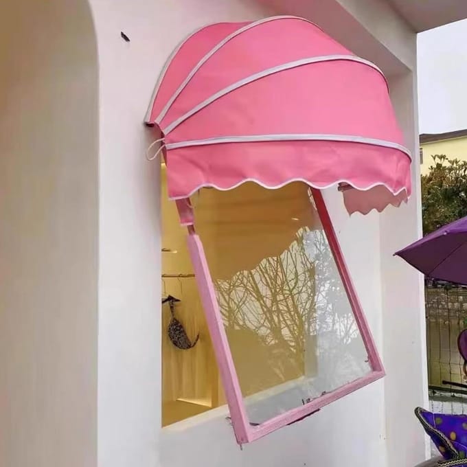 Buitendeur Luifel - Overkapping Entree - Bescherming Huis - Waterdicht UV-werend - Diameter 120cm - Roze