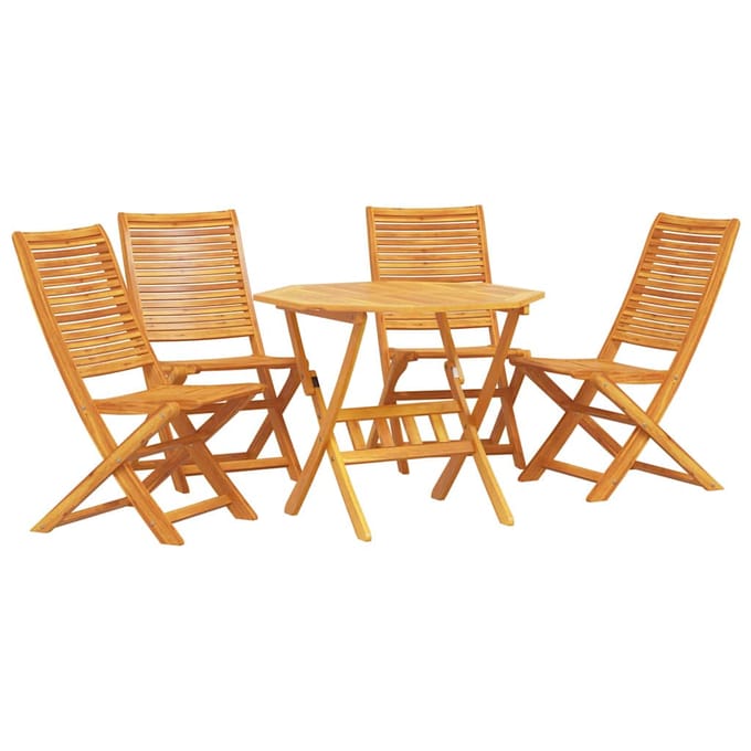 vidaXL - Tuin - Eettafel - Set - 5 - st - Bruin - Massief - Acacia - Hout