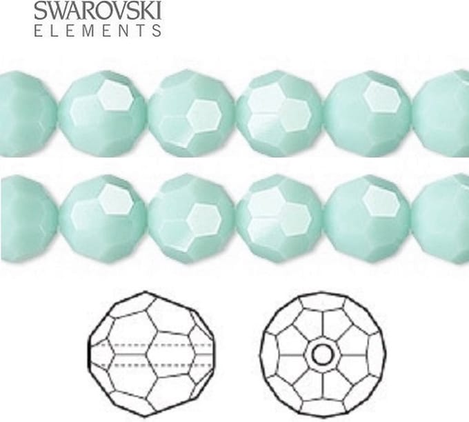 Swarovski Elements, 24 stuks Swarovski ronde kralen, 6mm, mint alabaster (5000)
