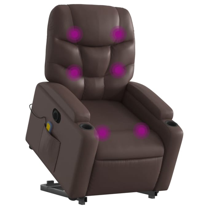 vidaXL - Sta-op-massagestoel - elektrisch - kunstleer - bruin