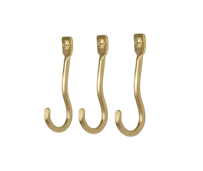 Ferm Living Curvature haak set van 3 - brass