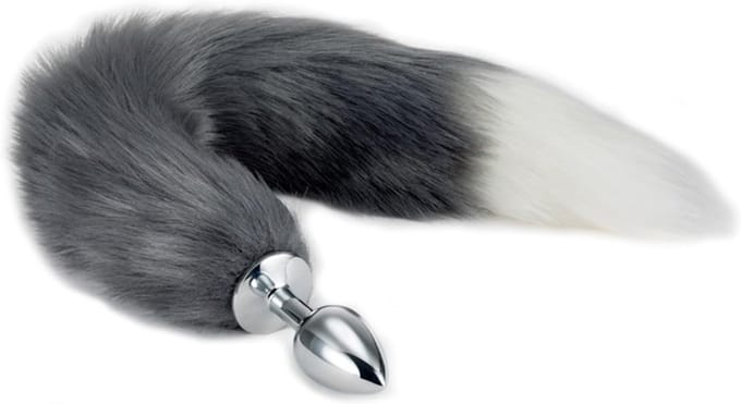 Buttplug Staart - Vossenstaart - Buttplug Metaal - Anale Plug - Buttplug Tail - Cosplay - Roestvrij Staal - Grijs - Discreet Verzonden