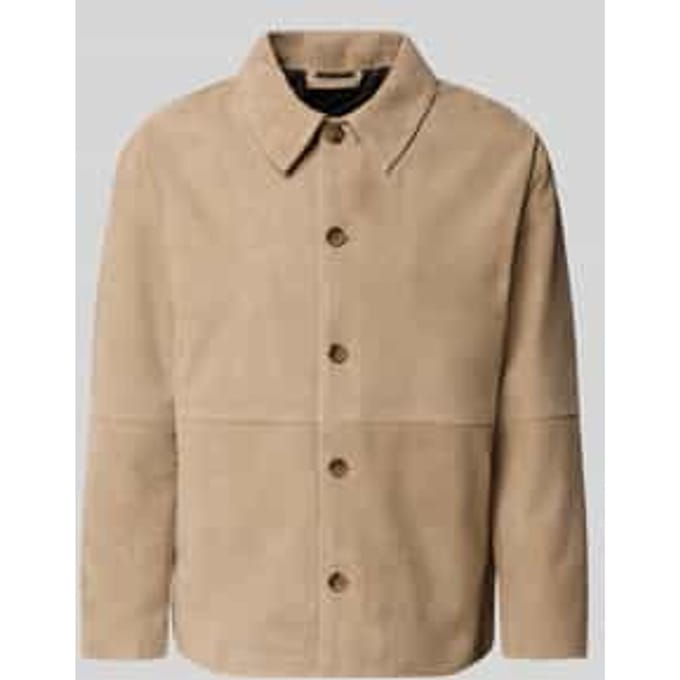 regular fit leren jack met platte kraag model 'RORY'