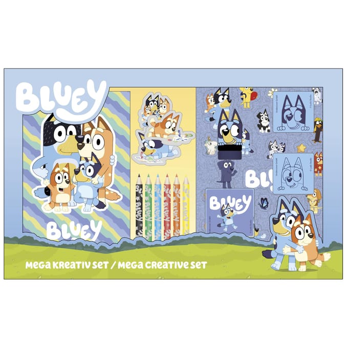 Bluey creatieve speelgoedset Mega - 15-delig knutselplezier blauw.