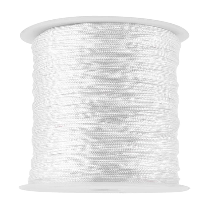 100M x 0.8mm Cordon Nylon Noeud Chinois Queue de Rat Macramé Shamballa Fil Corde Blanc white
