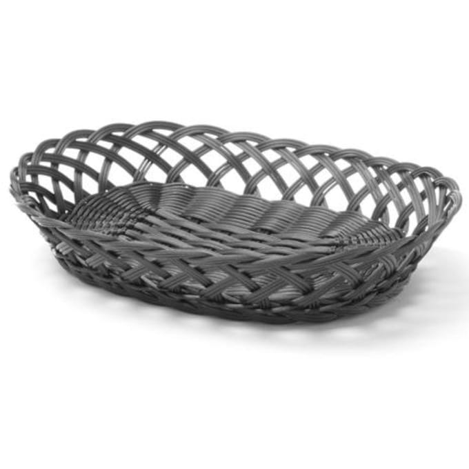 HENDI Ovale geweven mand – vaatwasmachinebestendig – polypropyleen – zwart – 320x230x55 mm