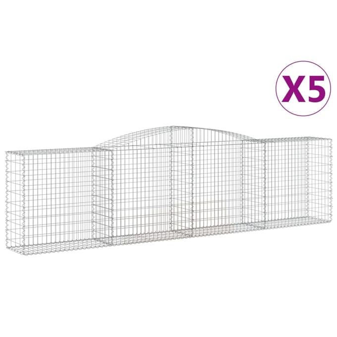 vidaXL - Schanskorven - 5 - st - gewelfd - 400x50x100/120 - cm - ijzer