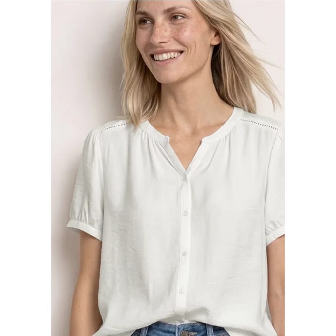 Blouse met korte mouwen, gespleten hals en knopen