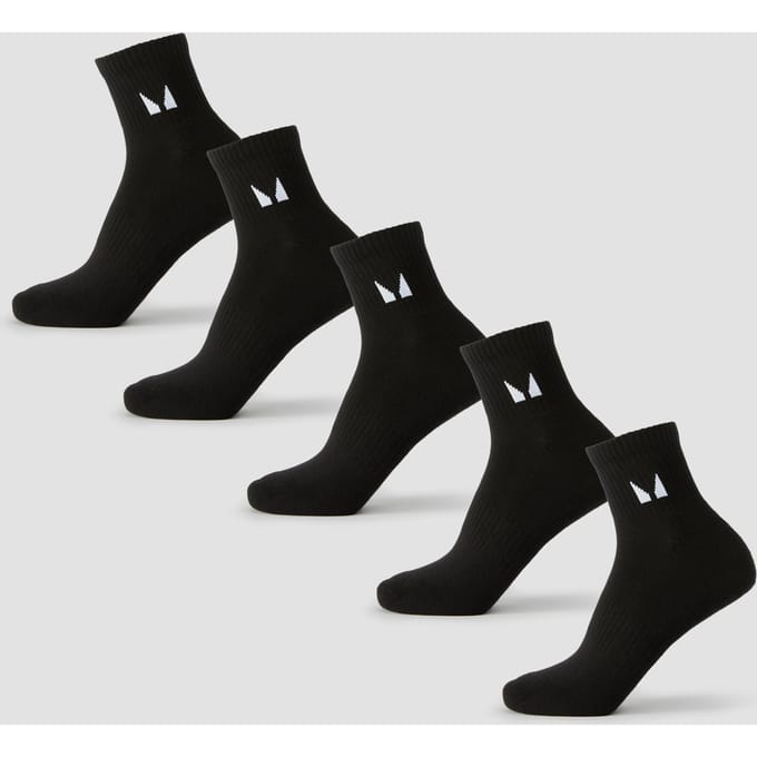 MP Unisex Enkelsokken (5 Pack) - Zwart - UK 2-5