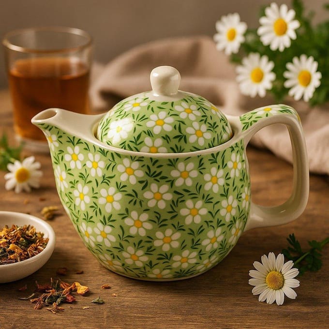 Kleine kruidentheepot - Groene madelief - cadeau geschenkset vrouwen geschenkset mannen
