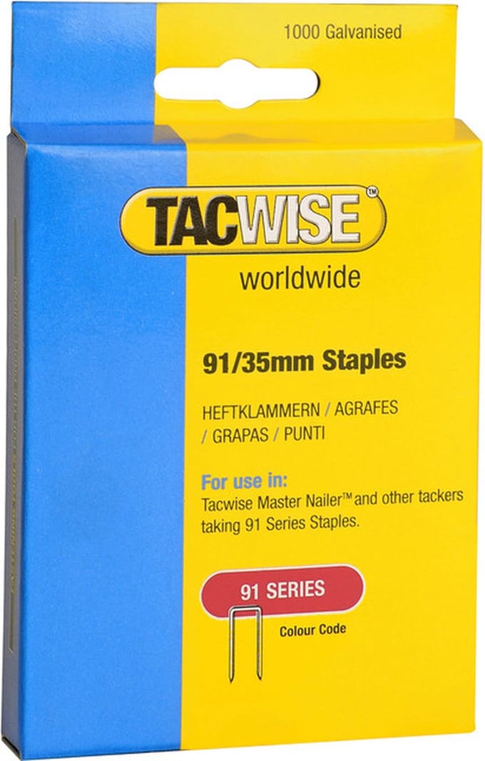 Tacwise nieten voor tacker - Type 91 - 35 mm - Gegalvaniseerd - 1000 stuks