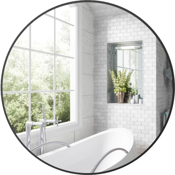 HOMCOM-Badkamerspiegel-Glas-70x2.5x70cm-Zwart