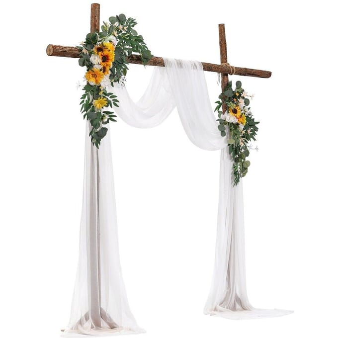 Kit de Fleurs Artificielles pour Arche de Mariage Jaune Avec 2 Pièces de Fleurs 1 Pièce de Voilages