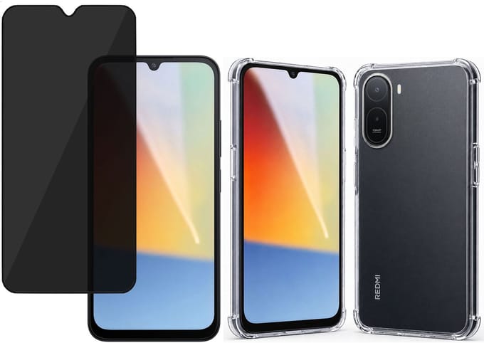 TechNow Hoesje + Privé Screenprotector geschikt voor Xiaomi Redmi A7 Pro 4G Hoesje Screenprotector - Privacy Tempered Glass - Case Transparant