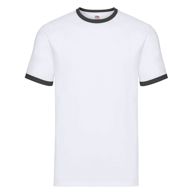Fruit of the Loom Heren Ringer T-Shirt (Wit/zwart)