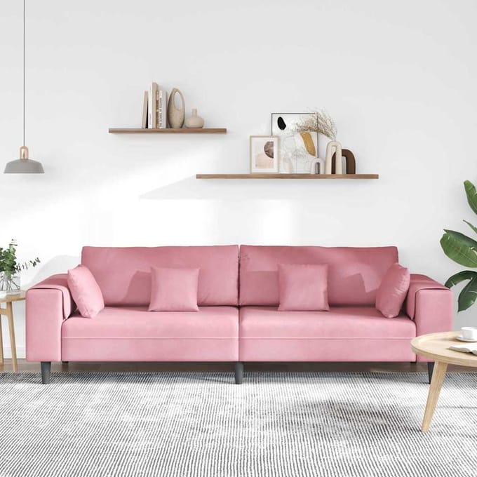 vidaXL - Bank - Roze - 250 - x - 77 - x - 76 - cm - Fluweel