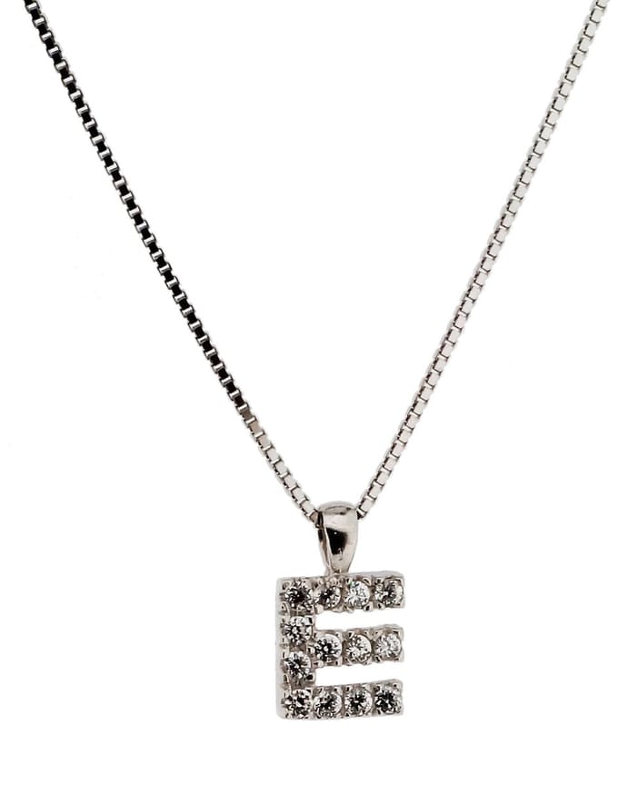 Orphelia Zilver Alphabet hanger met ketting 42 cm Zirconium