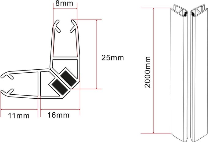 Wiesbaden Skyline Magneetstripset voor Cabine 8 mm - Zwart