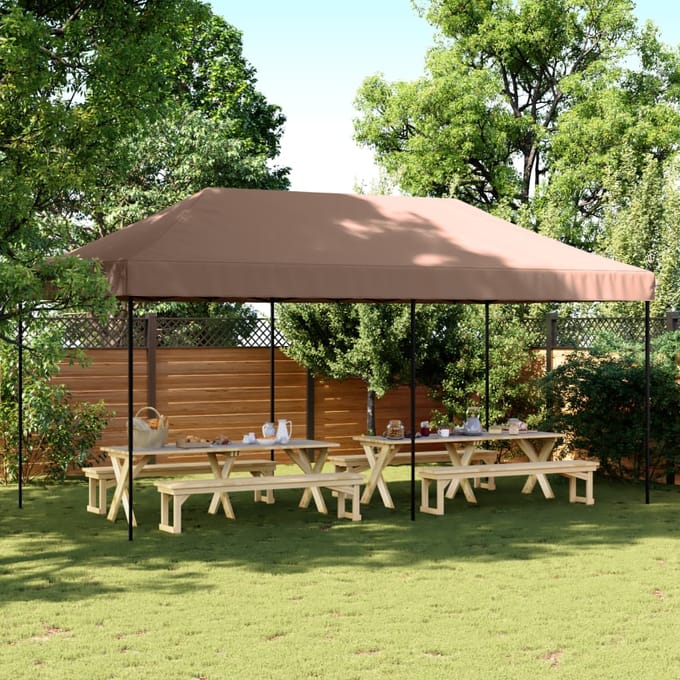 vidaXL - Partytent - inklapbaar - pop-up - 580x292x315 - cm - bruin