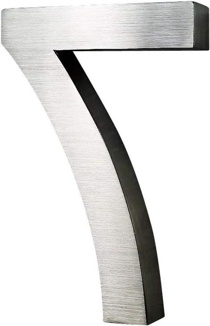 Huisnummer 7 - Adresnummer Metaal - Huis Nummering - 3D Design - 20 cm Hoog - Geborsteld Zilver
