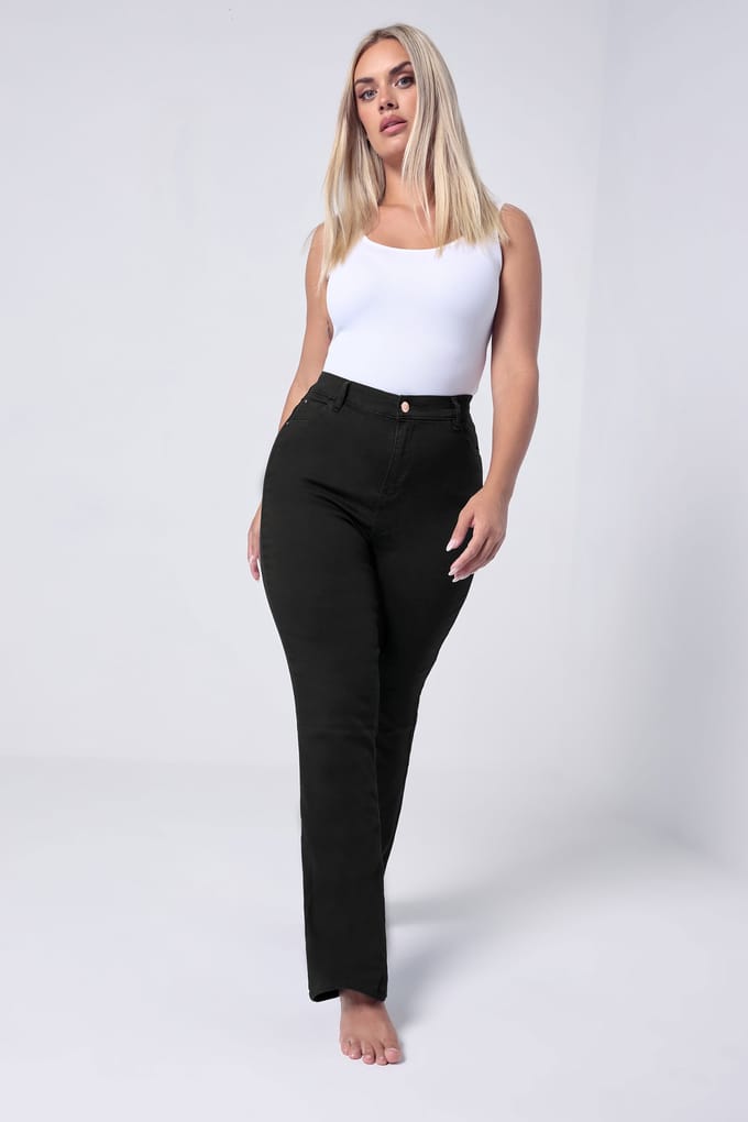 Yours Bootcut Isla Jeans Met Stretch In Zwart Size Long > 50
