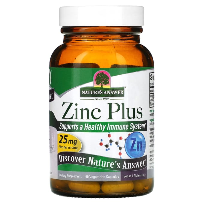 Nature'S Answer, Zink Plus, 25mg, 60 Vegetarische Capsules