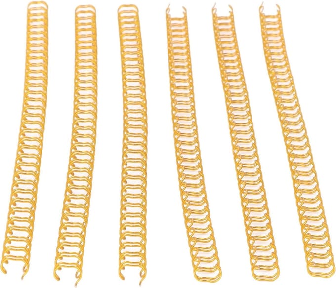 100 Stuks Spiral Binding Spools 3:1 Stitch Dubbele Loop Draadbinding Ruggen voor 20 Bladen - Goudkleurig en Duurzaam