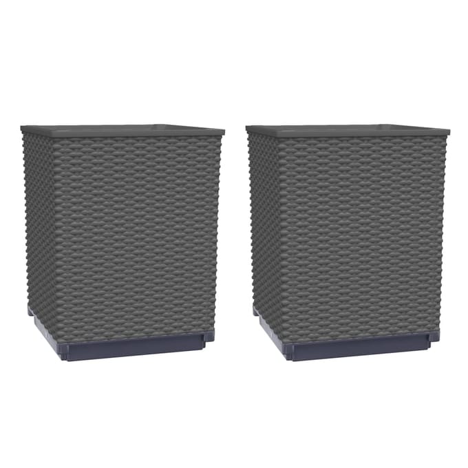 vidaXL - Plantenbakken - 2 - st - 30x30x37 - cm - polypropeen - zwart