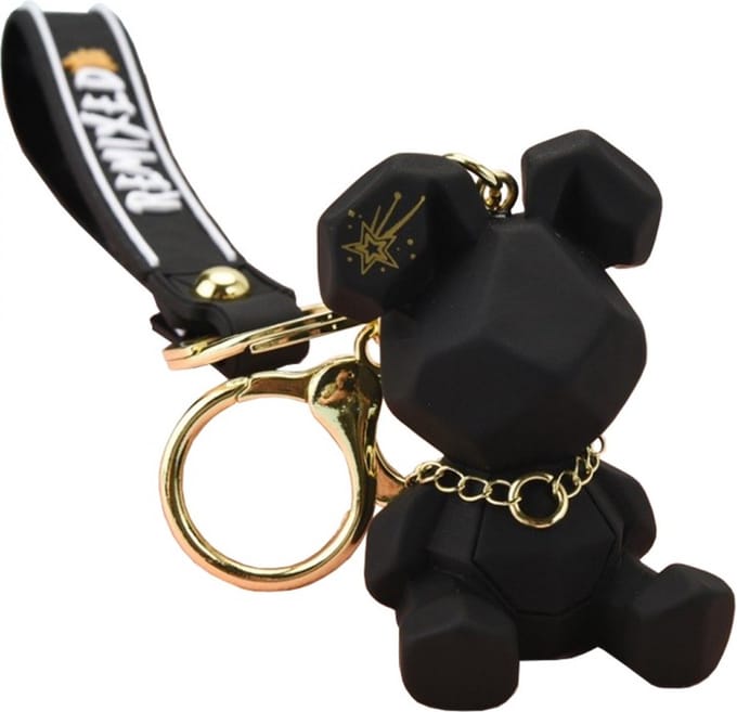 Sleutelhanger geometrische teddybeer - Zwart / goud