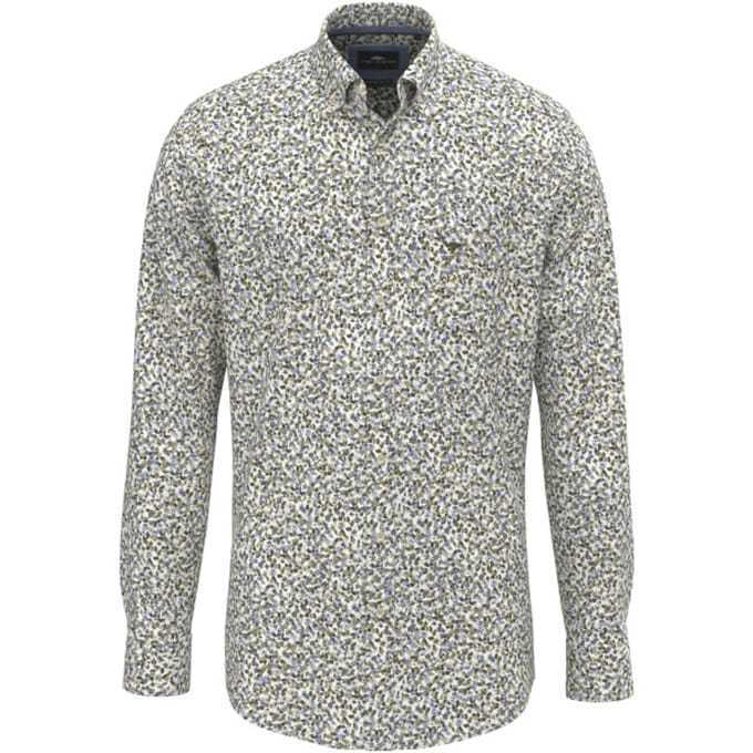Fynch-Hatton Overhemd Bold Mini Flower Pattern Button-Down Donker Khaki / male