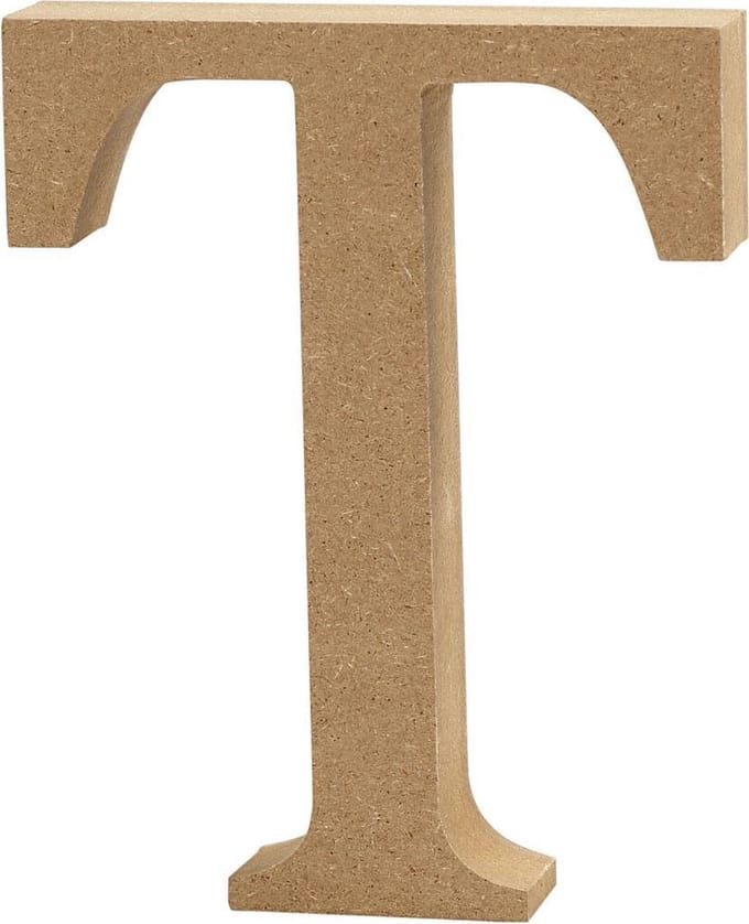 Letter, T, H: 13 cm, dikte 2 cm, 1 stuk