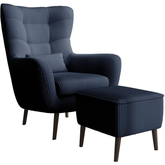 Fauteuil met hocker Verdiro ribstof | NADUVI Collection