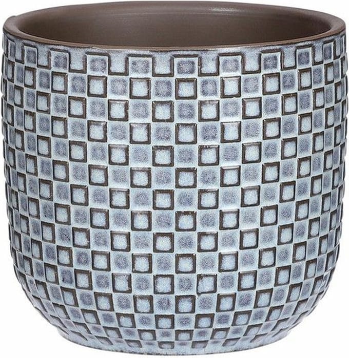 Mica Decorations - Plantenpot/bloempot - Keramiek blauw - 12 x11 cm