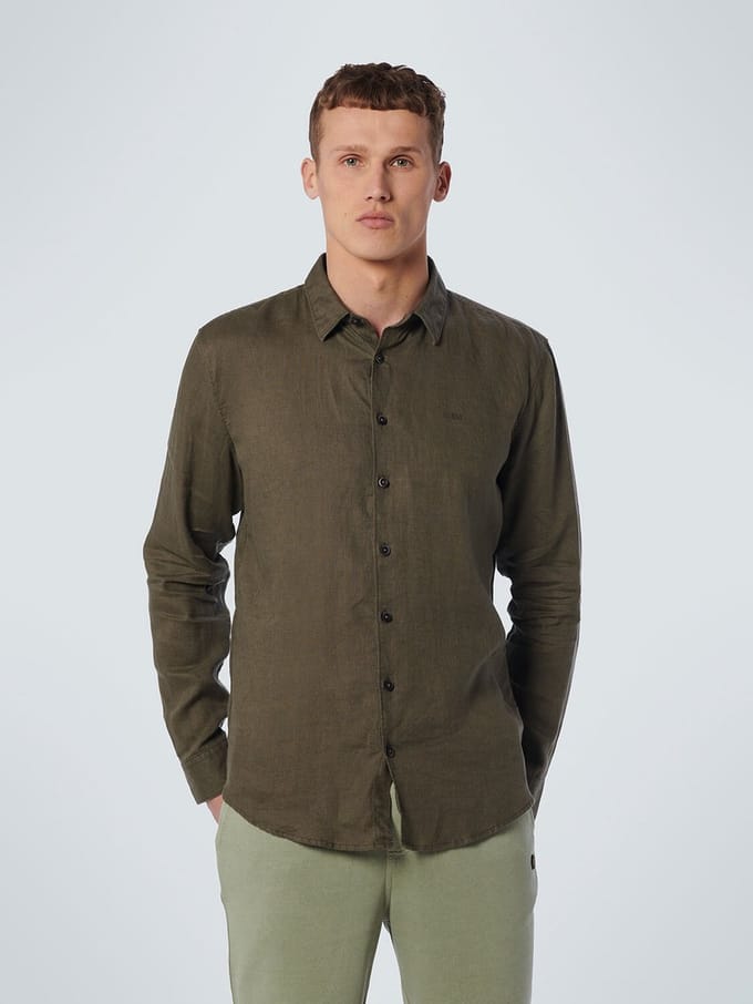 No Excess Mannen Linnen Overhemd Donker Groen XL