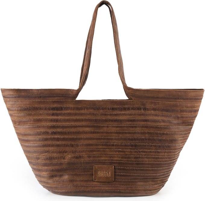 FREDsBRUDER Leren schoudertas Layer Tulip Shopper Toffee bruine