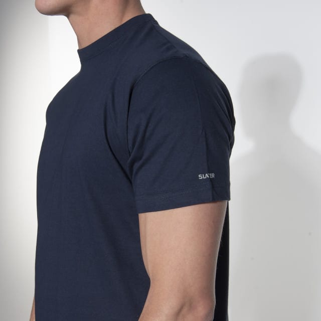 Slater 2510 - BASIC 2-pack T-shirt ronde hals korte mouw navy S 100% katoen