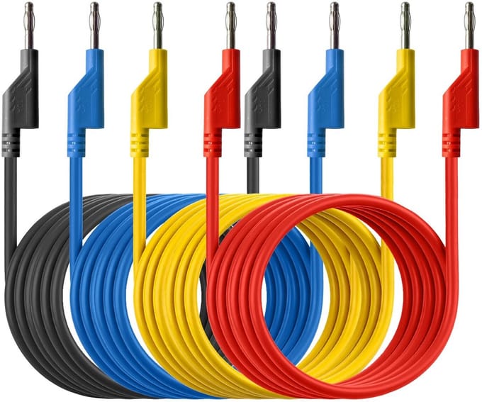 Meetleidingen Set - Testkabels Laboratorium - Elektrische Metingen - Stapelbare Stekkers - 150 cm Lengte - Vier Kleuren