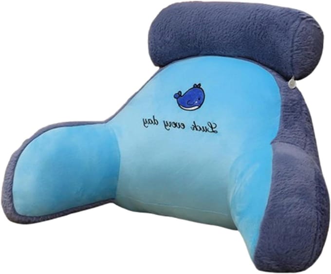 Leeskussen Bed - Rugkussen Zitkussen - Ontspannen Lezen - Ergonomisch Ontwerp - 70x50cm - Blauwe Walvis