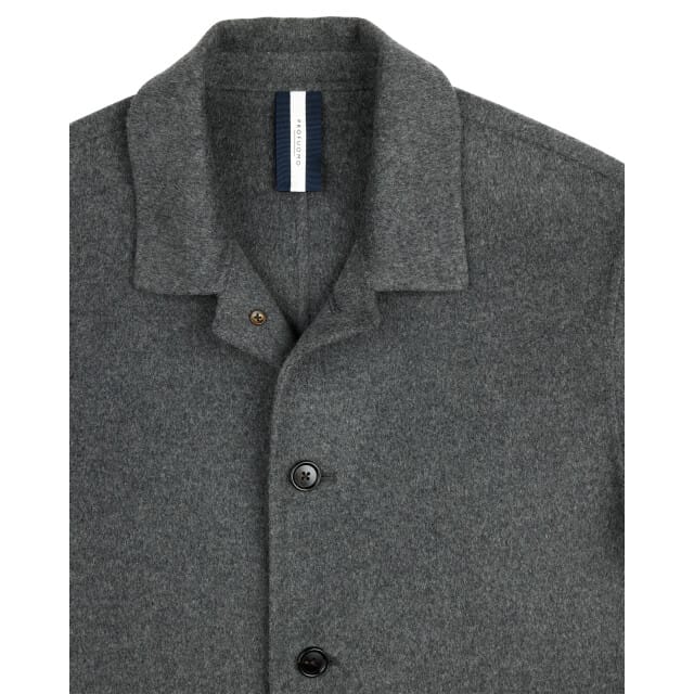 Overshirt Profuomo antraciet wol gemêleerd slim fit