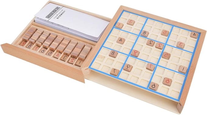 Houten Sudoku Spel - Logica Puzzel - Hersenen Trainen - Draagbaar Ontwerp - 24 x 5 cm - Niet gespecificeerd