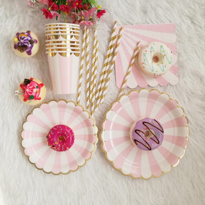 Tafeldecoratie set Wit-Roze