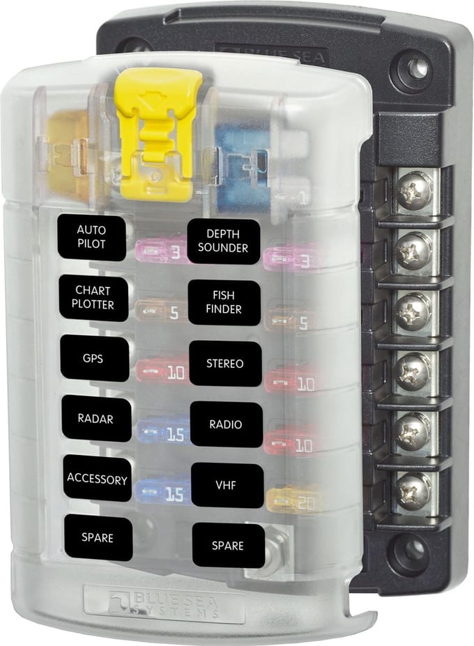 Blue Sea Systems Fuse Block ST-Blade 12 Circuits with Cover