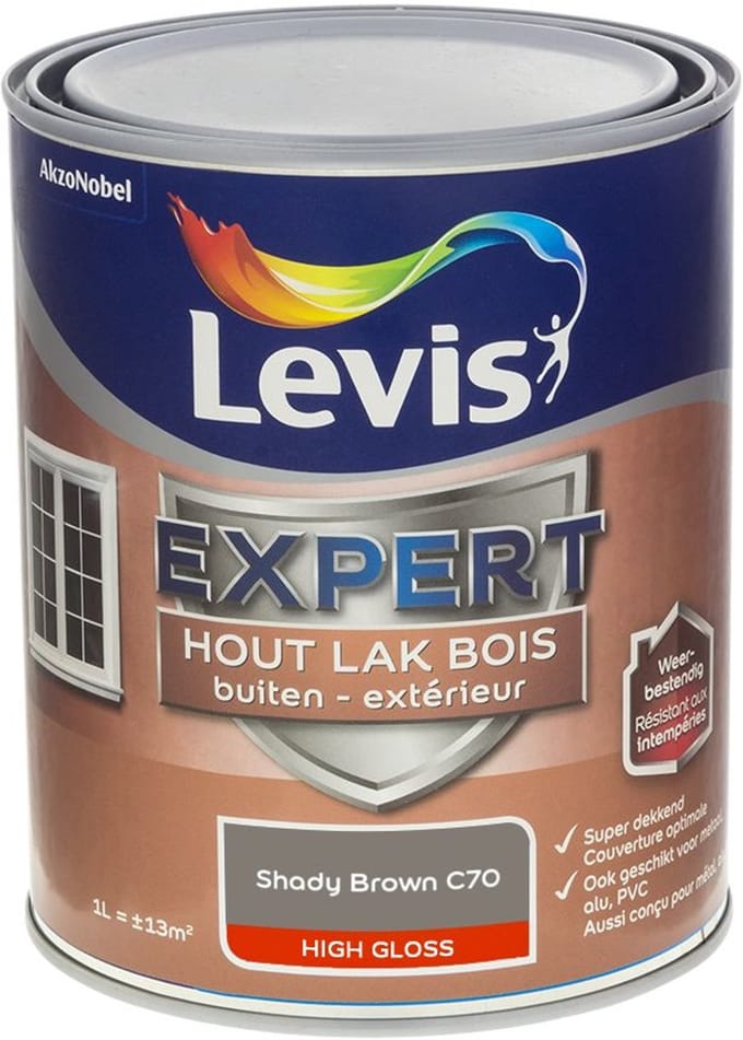 Levis - Expert Hout Lak Buiten High Gloss Mix - Shady Brown C70 - Mengverf - 1 L