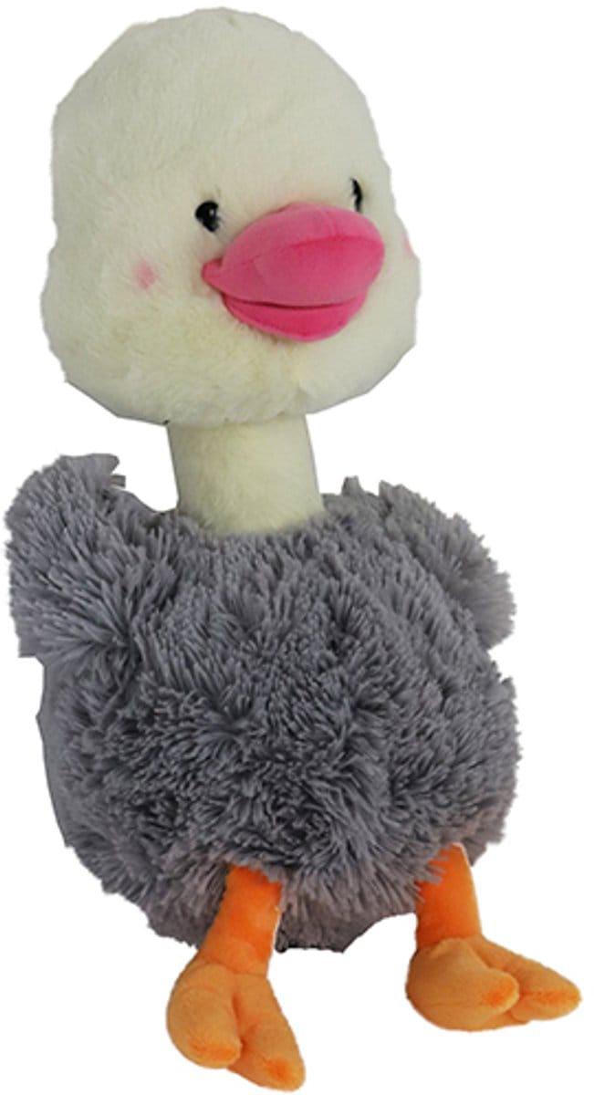 Boon hond speelgoed struisvogel pluche grijs/wit+piep eco 50cm