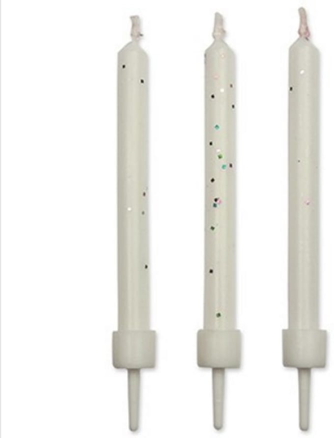 PME Verjaardagskaarsjes Wit Glitter Pk/10