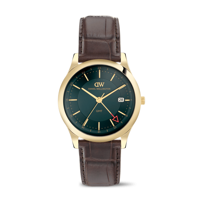 Daniel Wellington DW Watch Pathfinder GMT Brown-Croc Green Gold 39mm