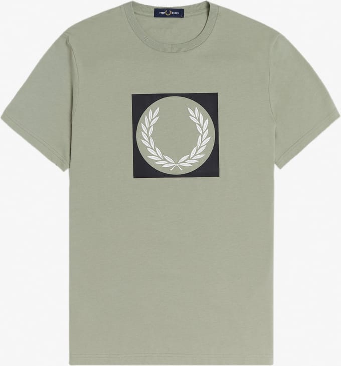 Fred Perry Tshirt met Opdruk - Groen - Maat M