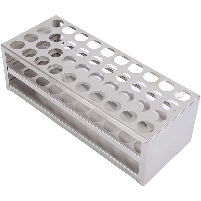 40 Gaten Reageerbuisrek Roestvrij Staal Centrifugebuis   voor 21mm Buisjes Laboratorium Experimenten white